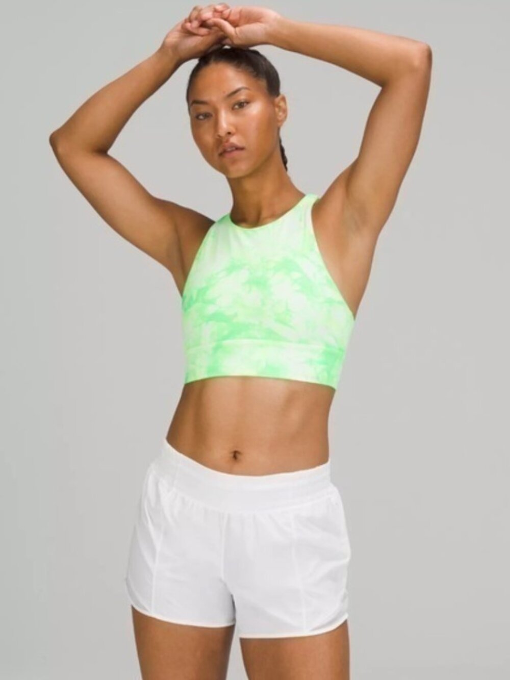 Lululemon Energy Bra High Neck Long Line Shibori Green Medium Support Size 6